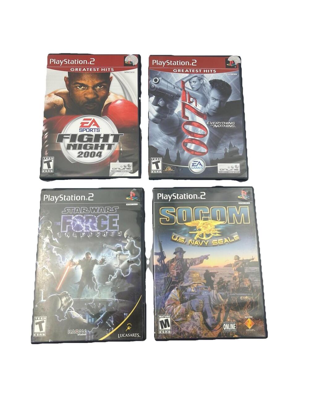 PS2 Game Lot 4 Star Wars The Force Unleashed 007 SOCOM Fight Night 2004 CIB